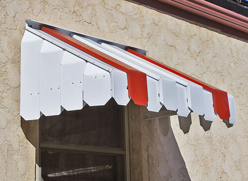 Brookside Window Awning with Angled Side Panels
